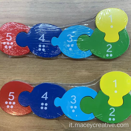 5 pezzi puzzle a catena color legno